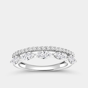 Gilded 1 Carat Lab-Grown Diamond Sleeping Marquise Double-Row Wedding Band