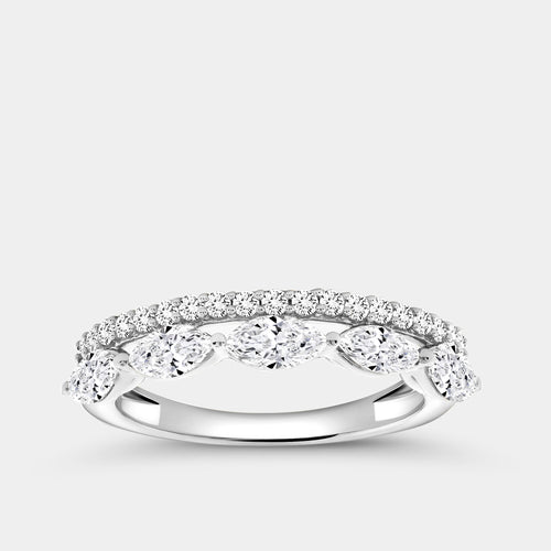 Gilded 1 Carat Lab-Grown Diamond Sleeping Marquise Double-Row Wedding Band