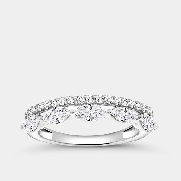 1 Carat Lab-Grown Diamond Sleeping Marquise Double-Row Wedding Band — GILDED New York