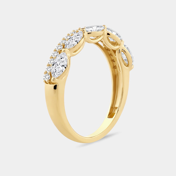 Gilded 1 Carat Lab-Grown Diamond Sleeping Marquise Double-Row Wedding Band
