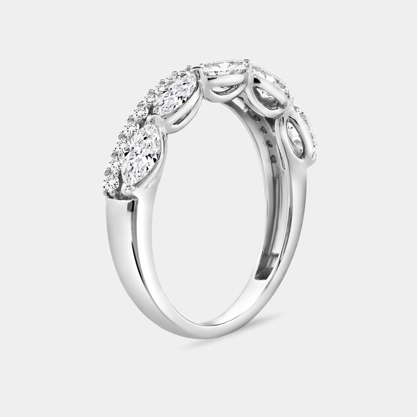 Gilded 1 Carat Lab-Grown Diamond Sleeping Marquise Double-Row Wedding Band