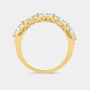 Gilded 1 Carat Lab-Grown Diamond Sleeping Marquise Double-Row Wedding Band