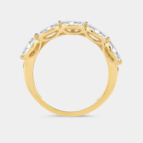 Gilded 1 Carat Lab-Grown Diamond Sleeping Marquise Double-Row Wedding Band