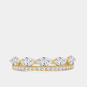 Gilded 1 Carat Lab-Grown Diamond Sleeping Marquise Double-Row Wedding Band