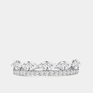 Gilded 1 Carat Lab-Grown Diamond Sleeping Marquise Double-Row Wedding Band