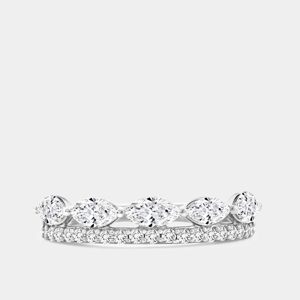 Gilded 1 Carat Lab-Grown Diamond Sleeping Marquise Double-Row Wedding Band