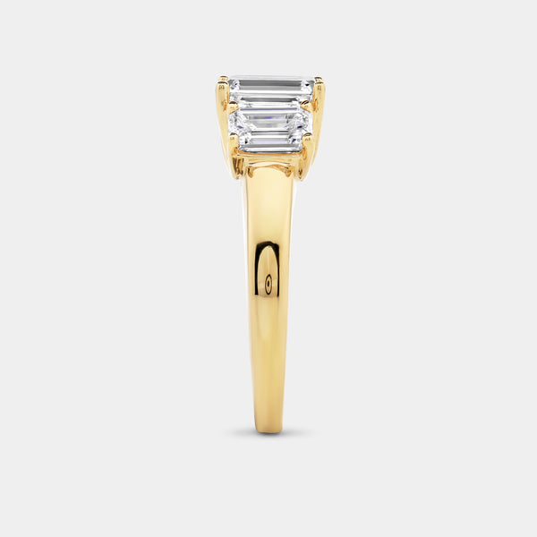 3 Carat Lab-Grown Diamond Emerald-Cut Three-Stone Ring — GILDED New York