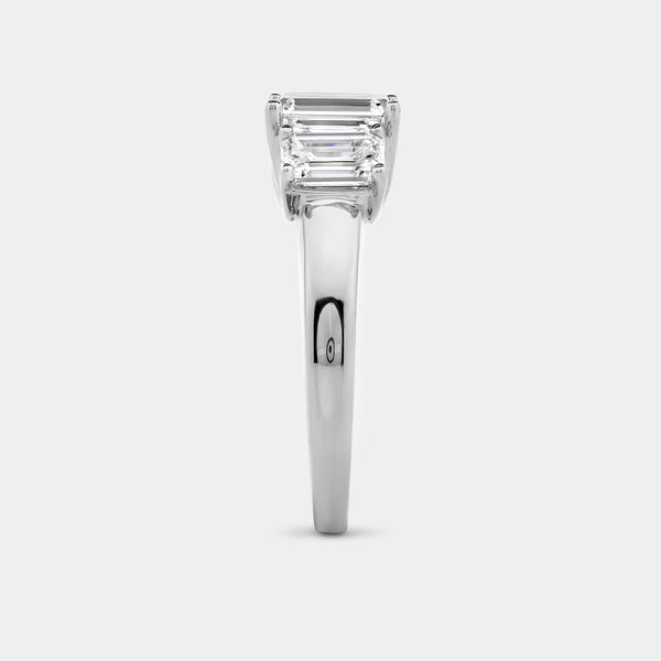3 Carat Lab-Grown Diamond Emerald-Cut Three-Stone Ring — GILDED New York