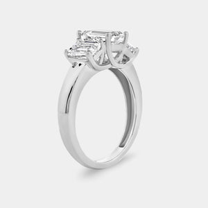 Gilded 3 Carat Lab-Grown Diamond Emerald-Cut Three-Stone Ring