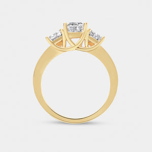 Gilded 3 Carat Lab-Grown Diamond Emerald-Cut Three-Stone Ring