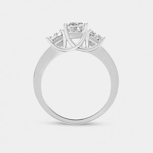 Gilded 3 Carat Lab-Grown Diamond Emerald-Cut Three-Stone Ring