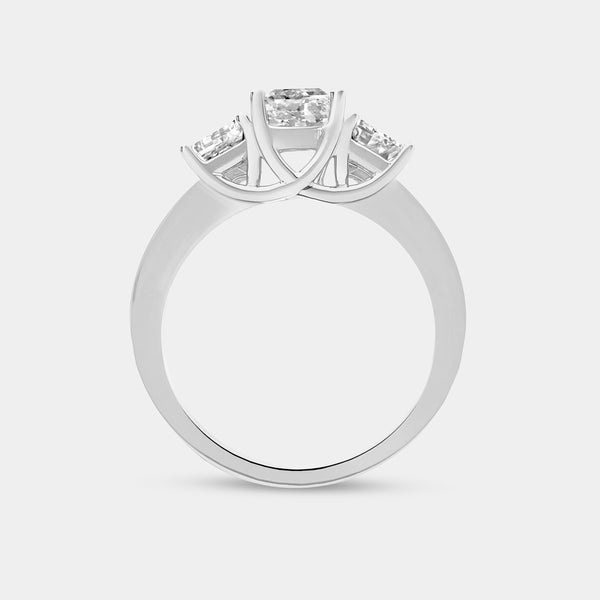 3 Carat Lab-Grown Diamond Emerald-Cut Three-Stone Ring — GILDED New York