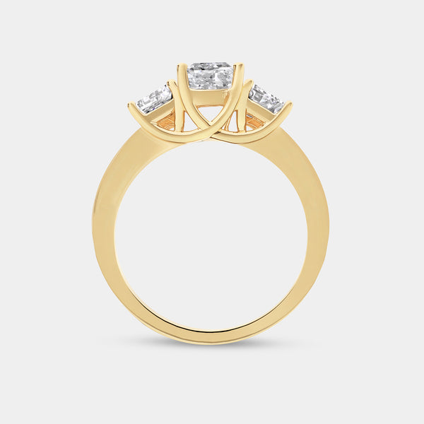 3 Carat Lab-Grown Diamond Emerald-Cut Three-Stone Ring — GILDED New York