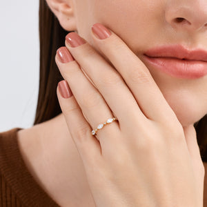 Gilded 3/8 Carat Lab-Grown Diamond Marquise and Round-Shaped Wedding Band