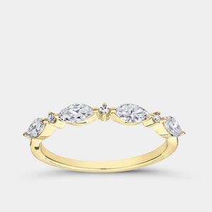 Gilded 3/8 Carat Lab-Grown Diamond Marquise and Round-Shaped Wedding Band