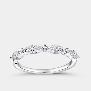 Gilded 3/8 Carat Lab-Grown Diamond Marquise and Round-Shaped Wedding Band