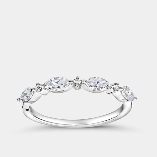 Gilded 3/8 Carat Lab-Grown Diamond Marquise and Round-Shaped Wedding Band