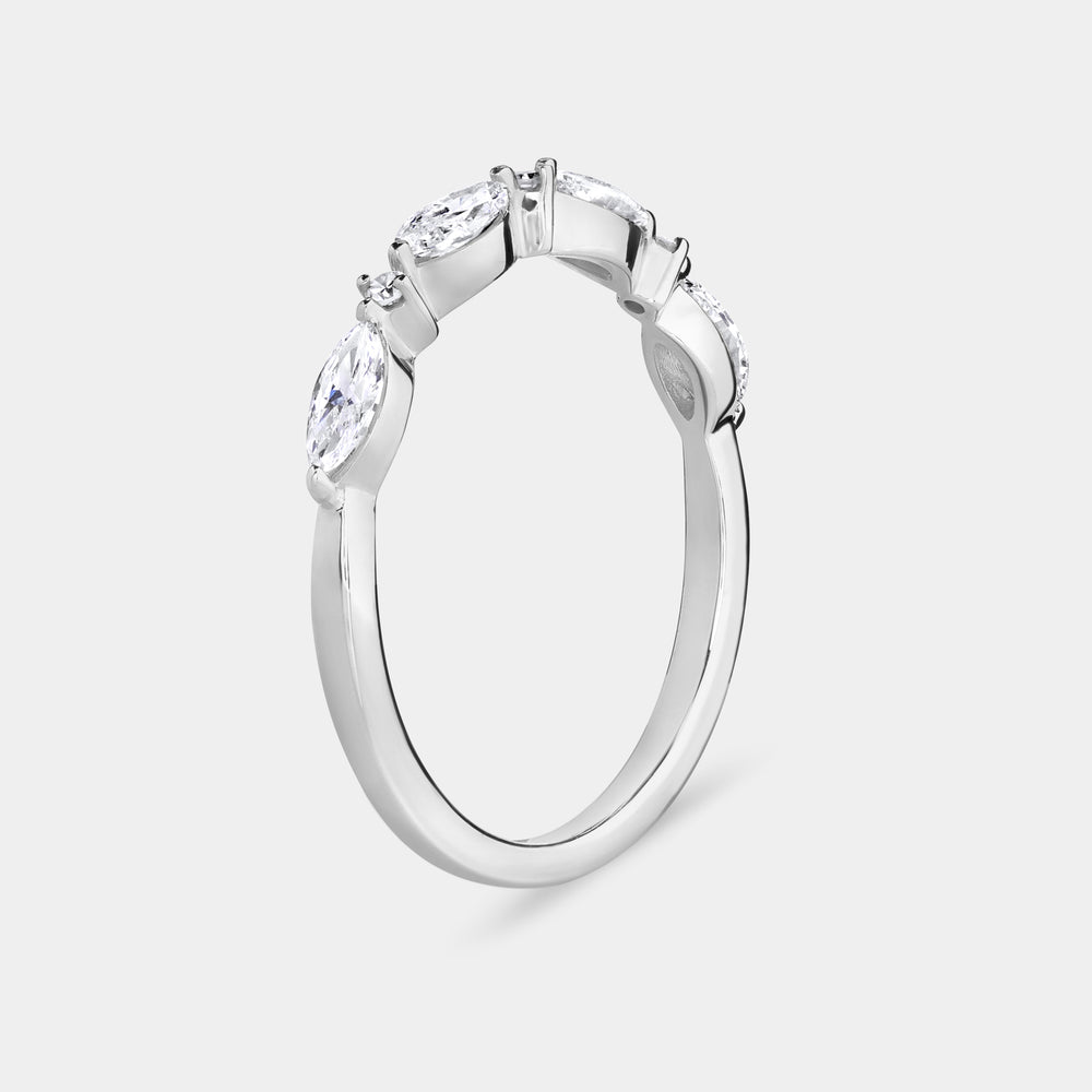 Gilded 3/8 Carat Lab-Grown Diamond Marquise and Round-Shaped Wedding Band