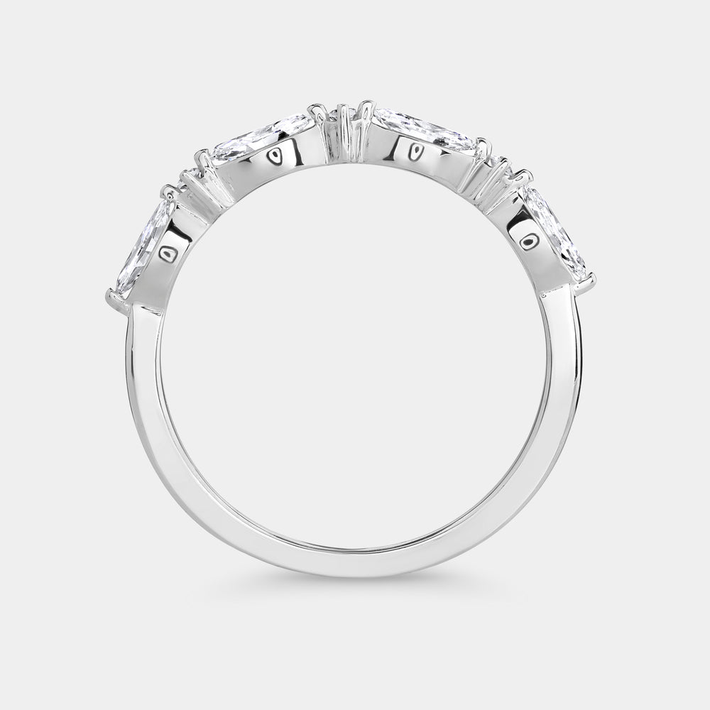 Gilded 3/8 Carat Lab-Grown Diamond Marquise and Round-Shaped Wedding Band
