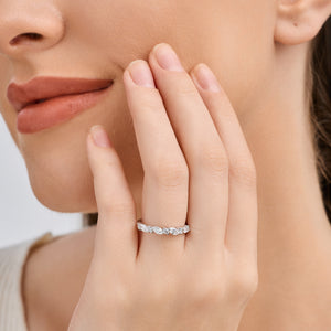 Gilded 1/2 Carat Lab-Grown Diamond Marquise and Round-Shaped Wedding Band