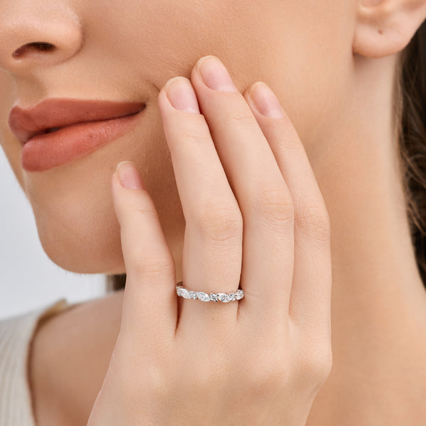 Gilded 1/2 Carat Lab-Grown Diamond Marquise and Round-Shaped Wedding Band