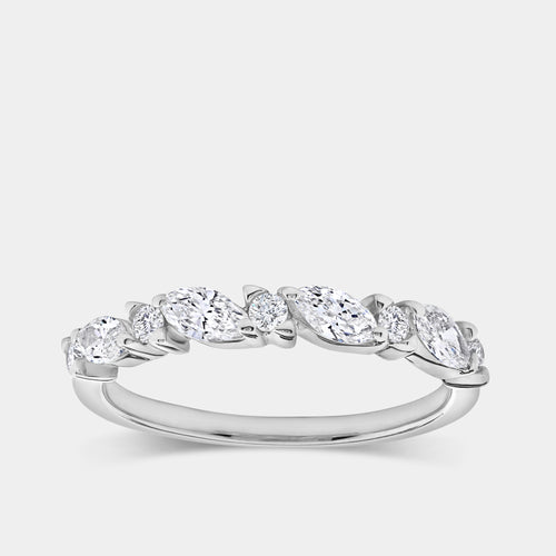 Gilded 1/2 Carat Lab-Grown Diamond Marquise and Round-Shaped Wedding Band