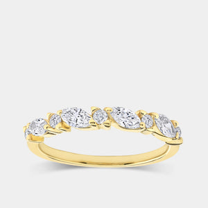 Gilded 1/2 Carat Lab-Grown Diamond Marquise and Round-Shaped Wedding Band