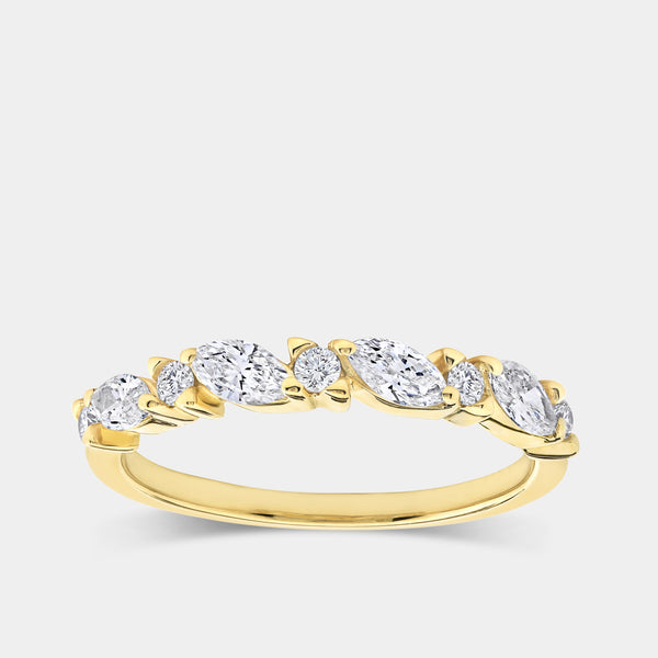 Gilded 1/2 Carat Lab-Grown Diamond Marquise and Round-Shaped Wedding Band