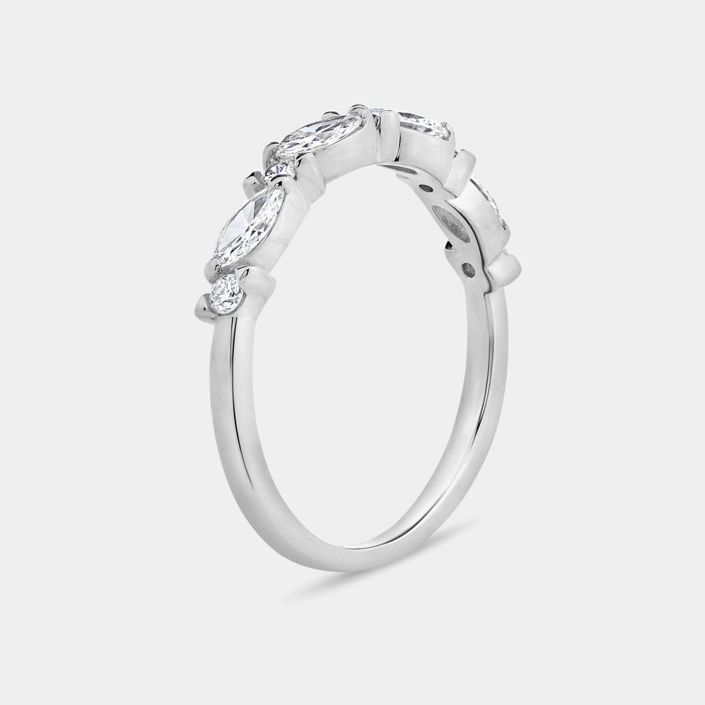 Gilded 1/2 Carat Lab-Grown Diamond Marquise and Round-Shaped Wedding Band