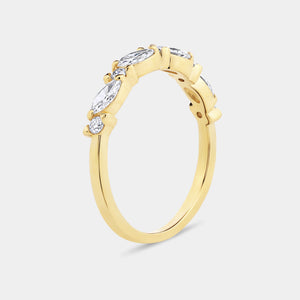 Gilded 1/2 Carat Lab-Grown Diamond Marquise and Round-Shaped Wedding Band