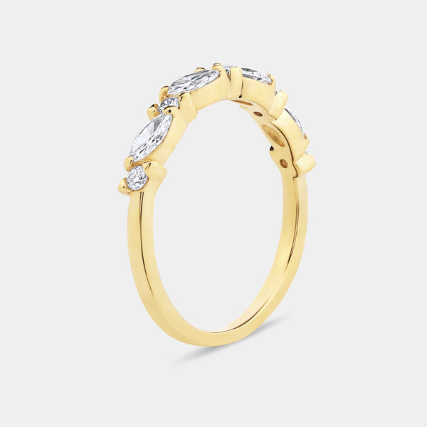 Gilded 1/2 Carat Lab-Grown Diamond Marquise and Round-Shaped Wedding Band