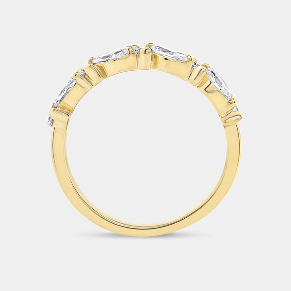 Gilded 1/2 Carat Lab-Grown Diamond Marquise and Round-Shaped Wedding Band