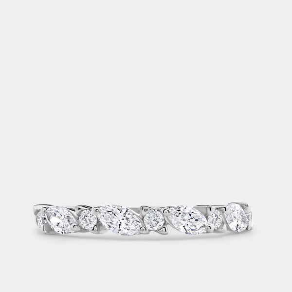 Gilded 1/2 Carat Lab-Grown Diamond Marquise and Round-Shaped Wedding Band