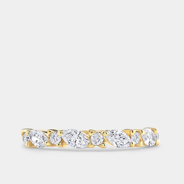Gilded 1/2 Carat Lab-Grown Diamond Marquise and Round-Shaped Wedding Band