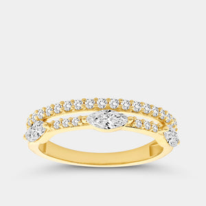 Gilded 3/4 Carat Lab-Grown Diamond Marquise-Shaped Double-Row Wedding Band