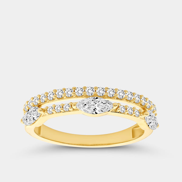 Gilded 3/4 Carat Lab-Grown Diamond Marquise-Shaped Double-Row Wedding Band