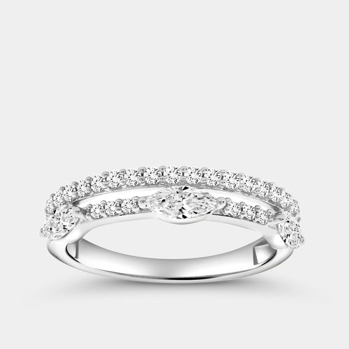 Gilded 3/4 Carat Lab-Grown Diamond Marquise-Shaped Double-Row Wedding Band