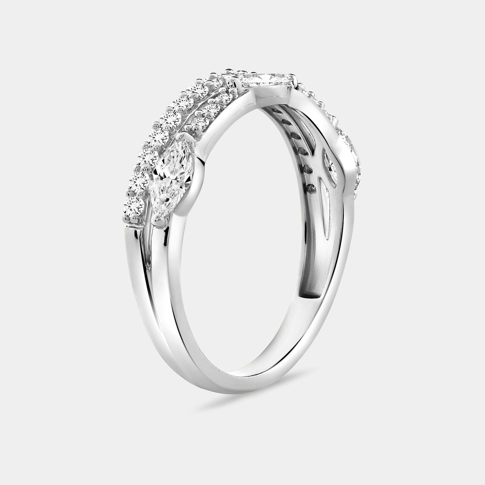 Gilded 3/4 Carat Lab-Grown Diamond Marquise-Shaped Double-Row Wedding Band