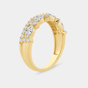Gilded 3/4 Carat Lab-Grown Diamond Marquise-Shaped Crown Double-Row Wedding Band
