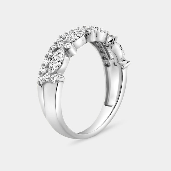 Gilded 3/4 Carat Lab-Grown Diamond Marquise-Shaped Crown Double-Row Wedding Band