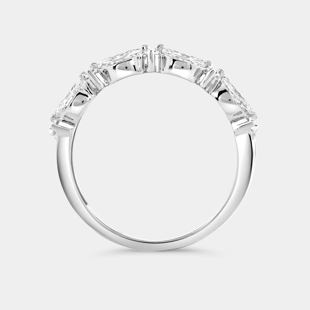 Gilded 3/4 Carat Lab-Grown Diamond Marquise-Shaped Crown Double-Row Wedding Band