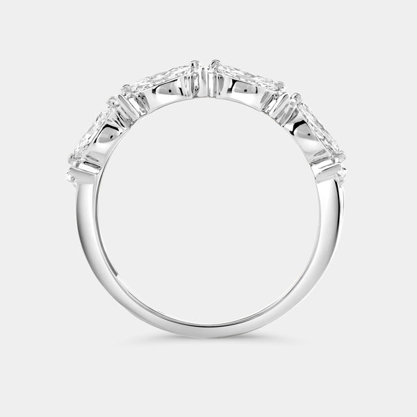 Gilded 3/4 Carat Lab-Grown Diamond Marquise-Shaped Crown Double-Row Wedding Band