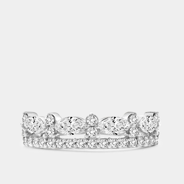 Gilded 3/4 Carat Lab-Grown Diamond Marquise-Shaped Crown Double-Row Wedding Band