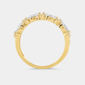 Gilded 3/4 Carat Lab-Grown Diamond Marquise-Shaped Crown Double-Row Wedding Band