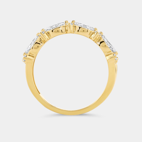 Gilded 3/4 Carat Lab-Grown Diamond Marquise-Shaped Crown Double-Row Wedding Band
