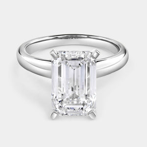 Gilded 5 Carat Lab-Grown Diamond Emerald-Cut Classic Solitaire Ring