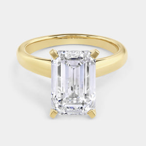 Gilded 5 Carat Lab-Grown Diamond Emerald-Cut Classic Solitaire Ring