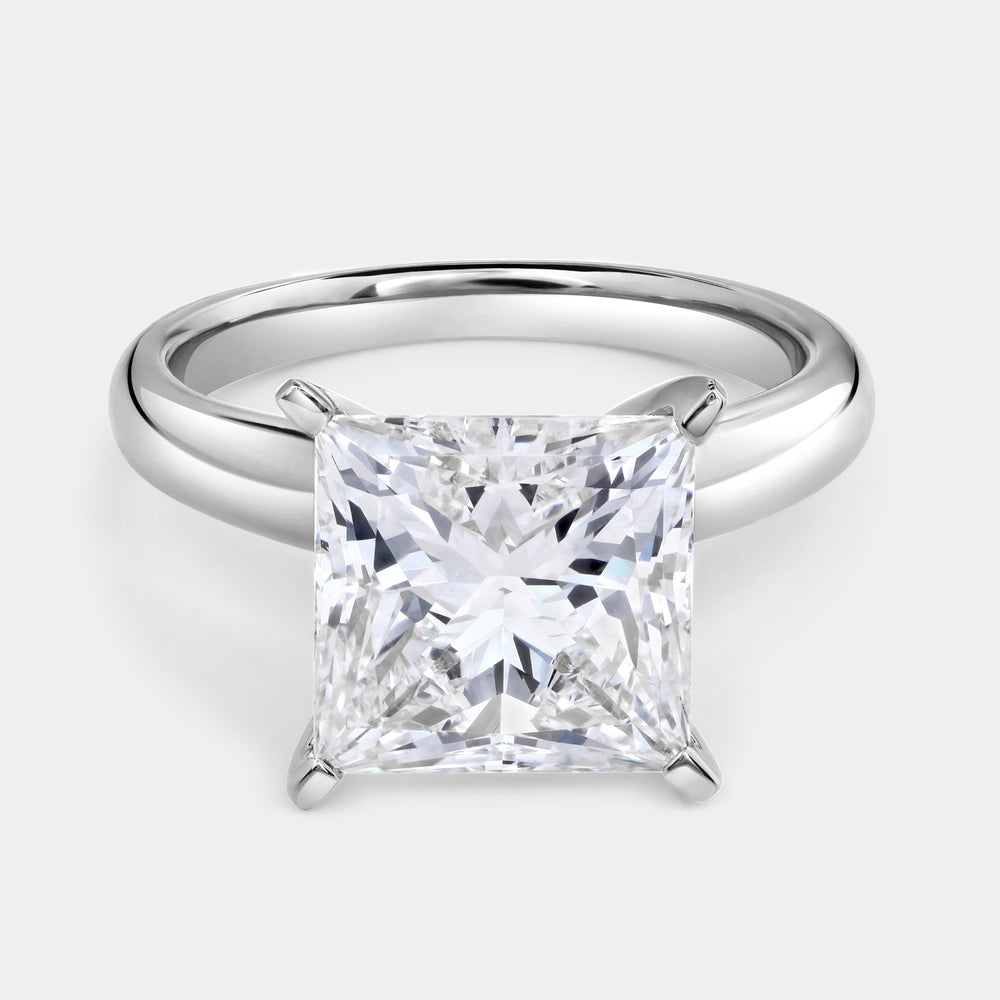 Gilded 5 Carat Lab-Grown Diamond Princess-Cut Classic Solitaire Ring