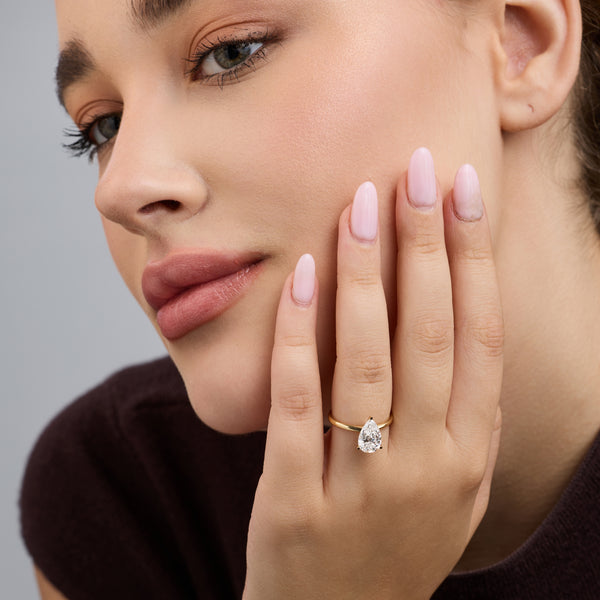 5 Carat Lab-Grown Diamond Pear-Shaped Classic Solitaire Ring — GILDED New York