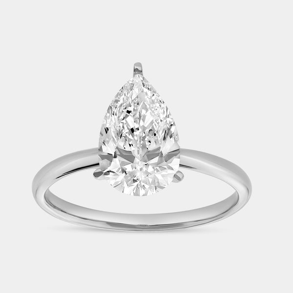 5 Carat Lab-Grown Diamond Pear-Shaped Classic Solitaire Ring — GILDED New York